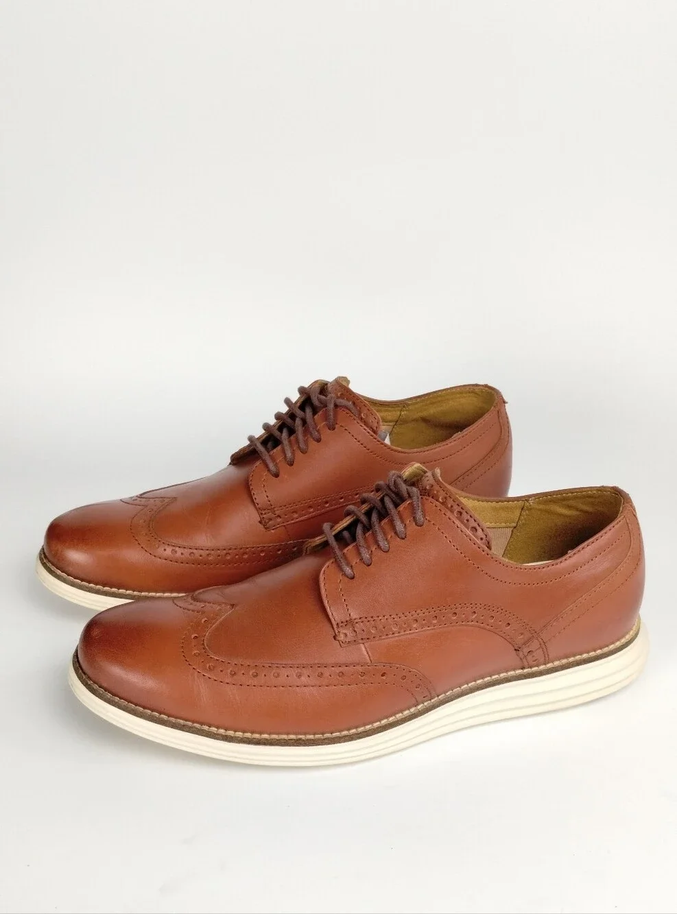 Cole Haan Original Grand Wing Oxfords Woodbury Brown Leather White Outsole Sz 10
